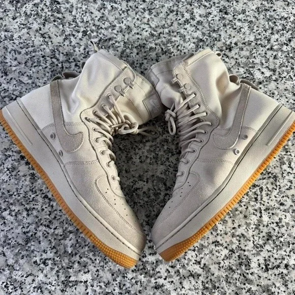 Nike SF Air Force 1 String Gray High Top Gum Sneakers Boots M12 - Picture 4 of 7